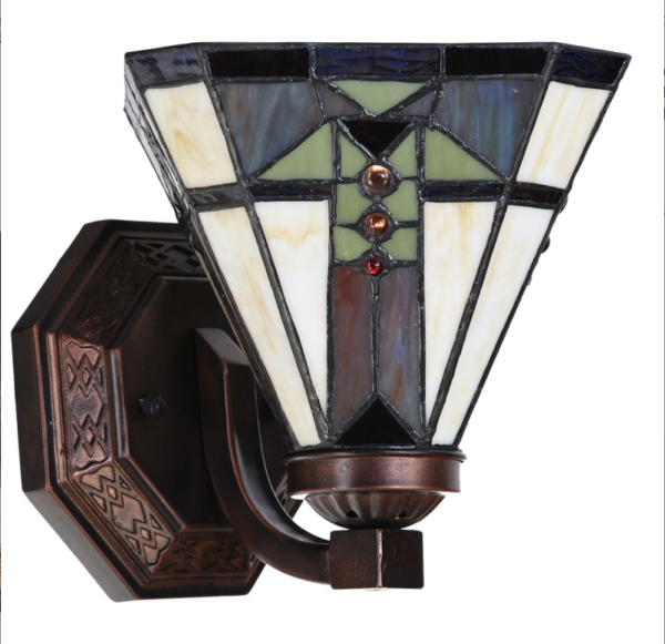 Tiffany wandlamp met armatuur en multicolor glas. light off 5LL-6100